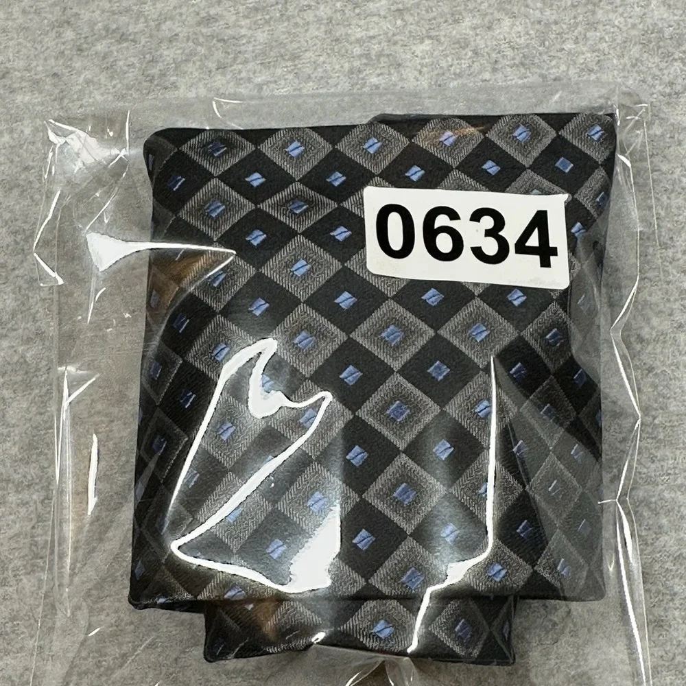 Bergamo New York Black/Blue Geometric Diamond Pattern Silk Tie Classic & Elegant